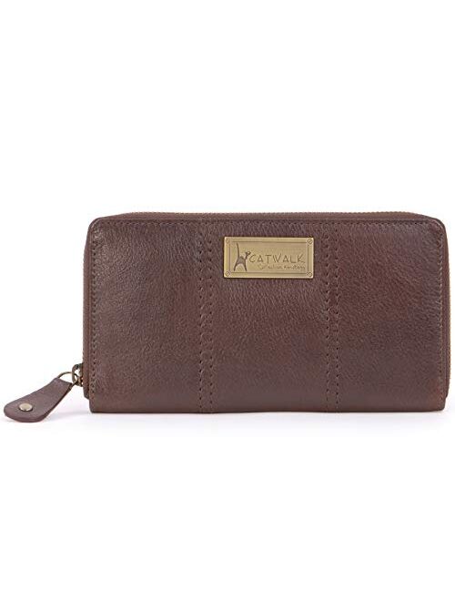 Fossil Catwalk Collection - Ladies Luxury Large Zip Purse with Gift Box - Real Leather with RFID - Credit Card Wallet with Coin Compartment - GALLERY