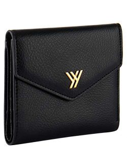 YBONNE Slim Wallet for Women, RFID Blocking Genuine Leather Small Compact Bifold Mini Envelope Pocket Purse Card Holder
