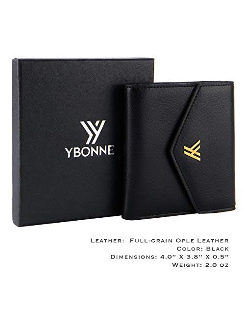 YBONNE Slim Wallet for Women, RFID Blocking Genuine Leather Small Compact Bifold Mini Envelope Pocket Purse Card Holder