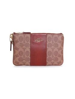 Women's Color Block Coated Canvas Signature Small Wristlet