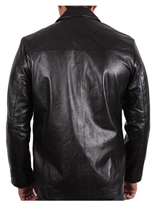 Brandslock Mens Leather Blazer Jacket Genuine Lambskin Coat