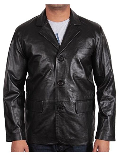 Brandslock Mens Leather Blazer Jacket Genuine Lambskin Coat