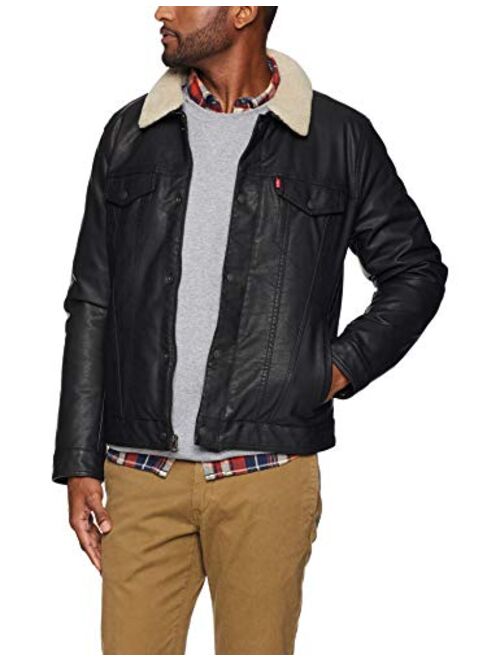 Buy Levi's Men's Faux Leather Sherpa Lined Trucker Jacket, New online ...