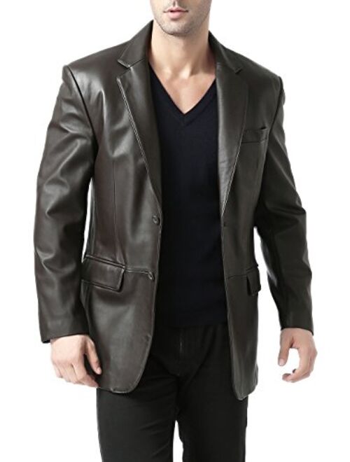 BGSD Men's Brown Leather Blazer Lambskin Sport Coat Jacket (Regular Big and Tall and Short)