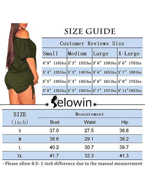 Selowin Womens Sexy One Shoulder Loose Beach Ruched Dolman Short Rompers Jumpsuit