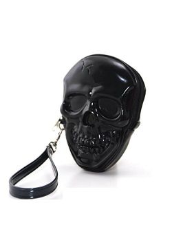Unique Smiling Skull Head Bone Zippered Wristlet