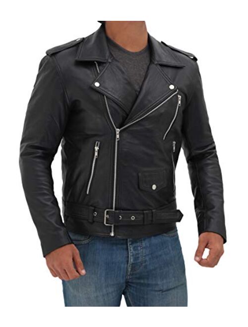 Real Men's Leather Jacket - Moto Lambskin Black Leather Motorcycle Jacket Men
