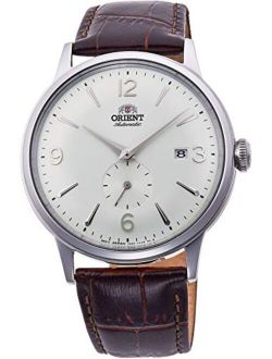 Men's Stainless Steel Automatic Watch with Leather Strap, Brown, 21 (Model: RA-AP0002S10B)