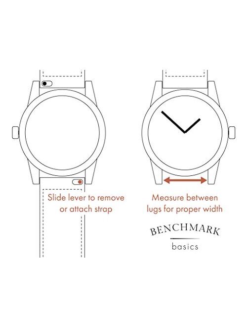 Benchmark Basics Silicone Watch Band - Quick Release Strap with Stitching - 18, 20, 22 & 24mm - 4 Colors