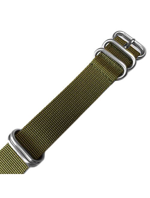 Ballistic Nylon Watch Band with 5 Stainless Steel Rings 12"/308mm