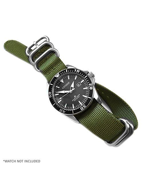 Ballistic Nylon Watch Band with 5 Stainless Steel Rings 12"/308mm