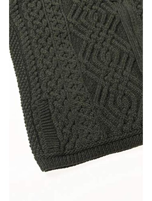 Aran Crafts Women's Irish Cable Knitted Side Zip Cardigan (100% Merino Wool)