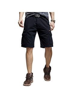 qingduomao Men's Premium Twill Cargo Shorts 13-Inch Relaxed-Fit Multi-Pocket Casual Short