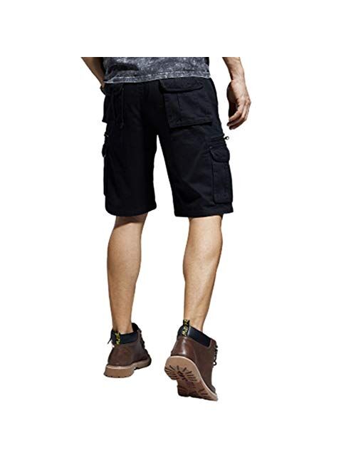 qingduomao Men's Premium Twill Cargo Shorts 13-Inch Relaxed-Fit Multi-Pocket Casual Short