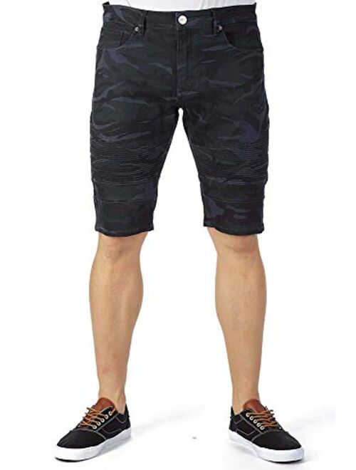 X RAY Jeans Mens Camo Denim Jean Shorts Slim Fit Stretch Casual Knee Legth Hem 12.5 Inseam