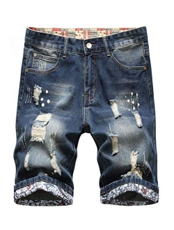 NITAGUT Men's Fashion Ripped Regular Fit Short Jeans Casual Denim Shorts