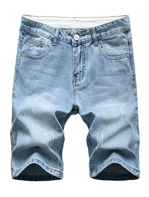 NITAGUT Men's Fashion Ripped Regular Fit Short Jeans Casual Denim Shorts