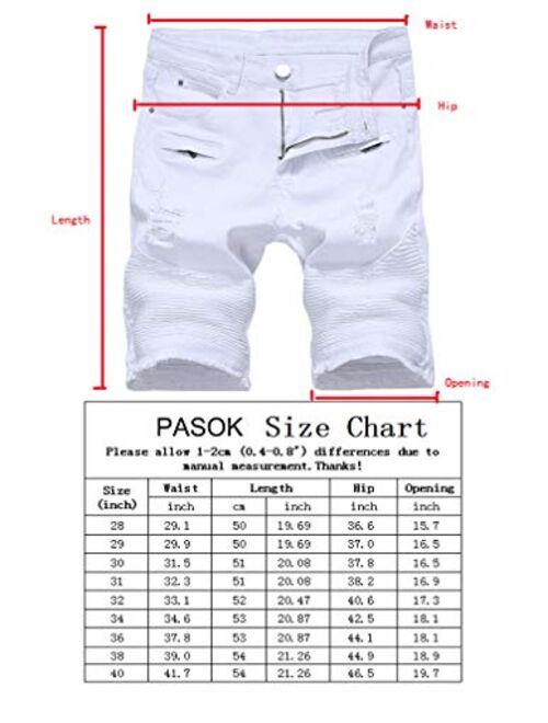 PASOK Men's Casual Denim Shorts Classic Fit Vintage Summer Cotton Jeans Shorts