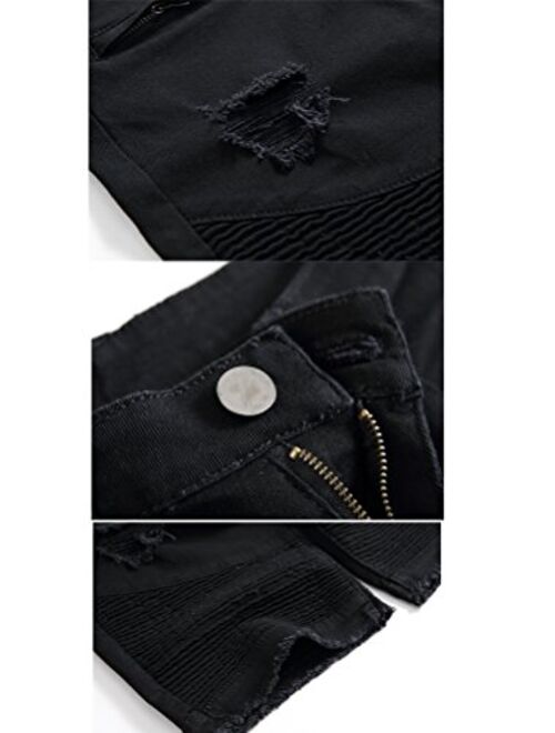 PASOK Men's Casual Denim Shorts Classic Fit Vintage Summer Cotton Jeans Shorts