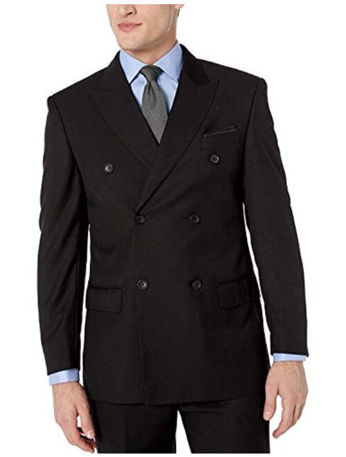 Adam Baker Men's Modern Fit Double Breasted Two-Piece Formal 100% Wool Suit
