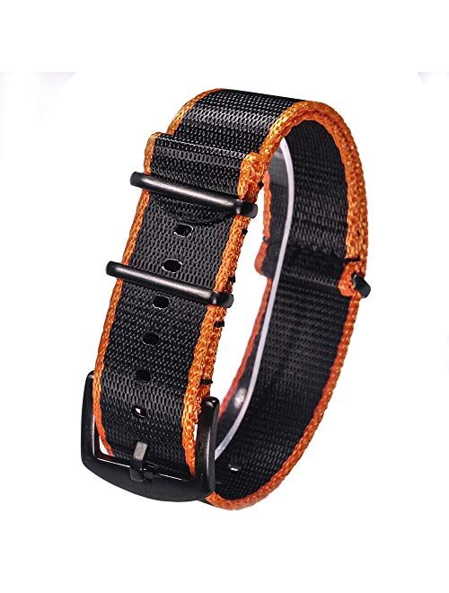 Torbollo NATO Watch Band, Quick Release Straps for Men Women, Quality Nylon Replacement with Heavy Duty Brushed Buckle of 18mm 20mm 22mm 24mm Choice