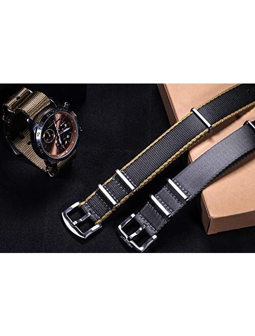 Torbollo NATO Watch Band, Quick Release Straps for Men Women, Quality Nylon Replacement with Heavy Duty Brushed Buckle of 18mm 20mm 22mm 24mm Choice