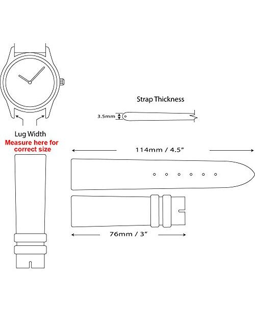 deBeer Stage Coach Leather Watch Strap/Watch Band - Choice of Color & Width - 10, 12, 14, 15, 16, 17, 18, 19, or 20mm