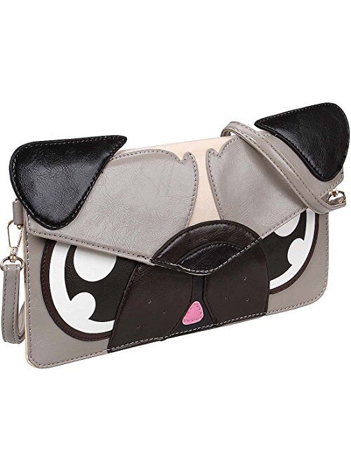 BMC Colorful Faux Leather Animal Face Thin Envelope Style Fashion Clutch Handbag