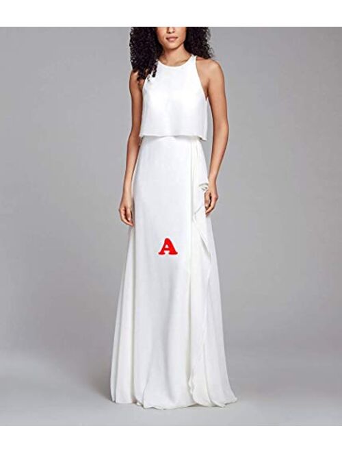 Nicefashion Women's Empire A Line Chiffon Bridesmaid Dresses Long Open Back Formal Prom Gown