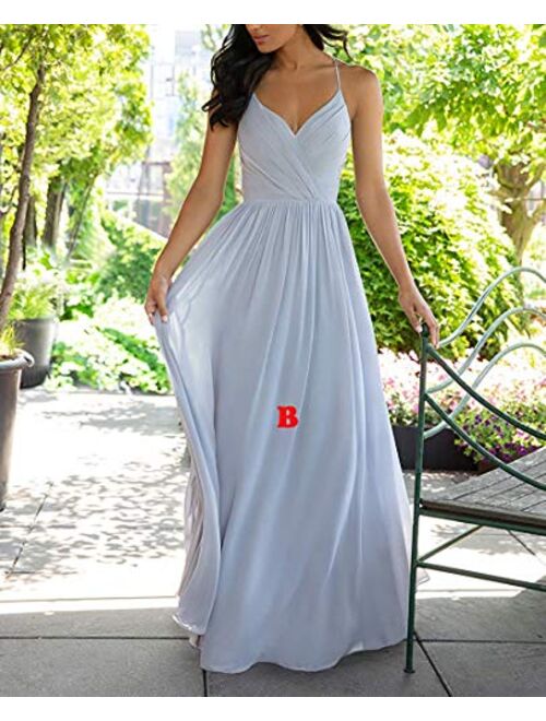 Nicefashion Women's Empire A Line Chiffon Bridesmaid Dresses Long Open Back Formal Prom Gown