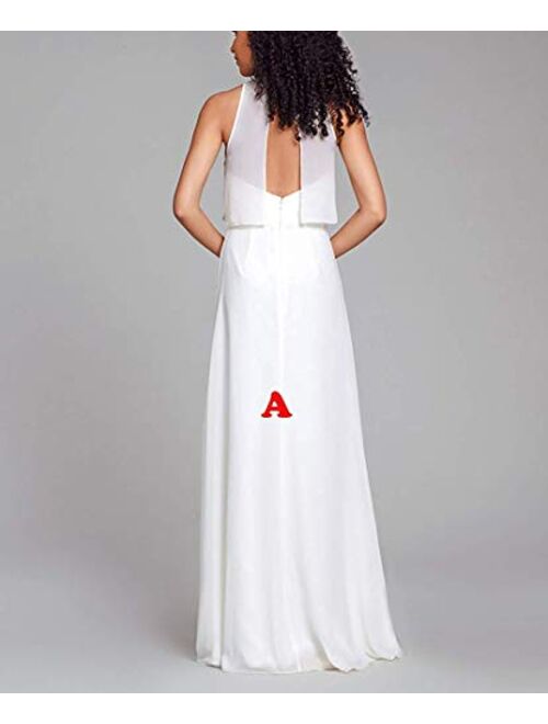 Nicefashion Women's Empire A Line Chiffon Bridesmaid Dresses Long Open Back Formal Prom Gown