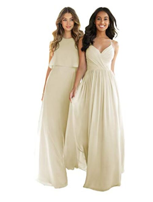 Nicefashion Empire A Line Chiffon Bridesmaid Dresses Open Back Formal Prom Gown 