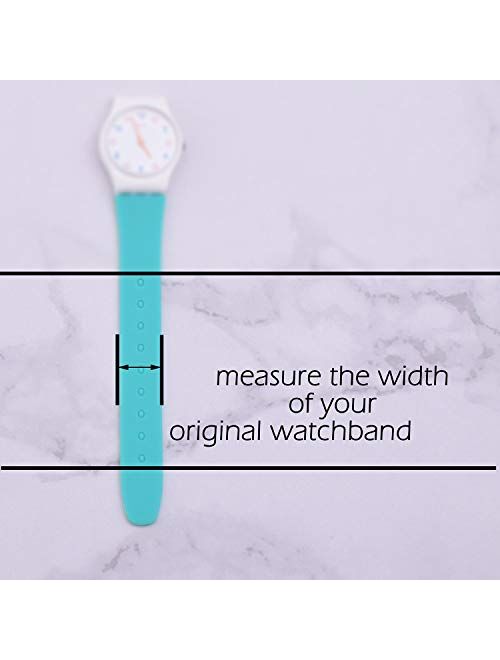 Replacement Waterproof Silicone Rubber Watch Strap Watch Band for Swatch (17mm 19mm 20mm) (17mm, Black)