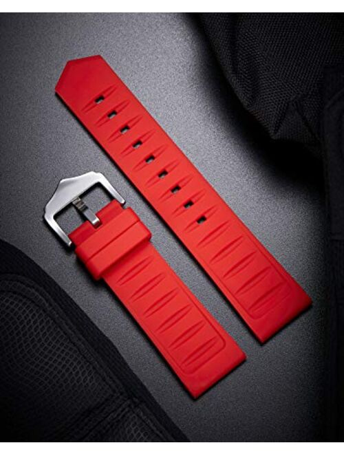 BINLUN Silicone Rubber Watch Band Smart Watch Strap Colors(White, Red, Black, Blue, Orange) Sizes(12mm,14mm,16mm,18mm,19mm,20mm,21mm,22mm,23mm,24mm,26mm,28mm)
