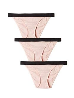 Amazon Brand - Iris & Lilly Women's Cotton Rib Tanga Panty, 3-Pack