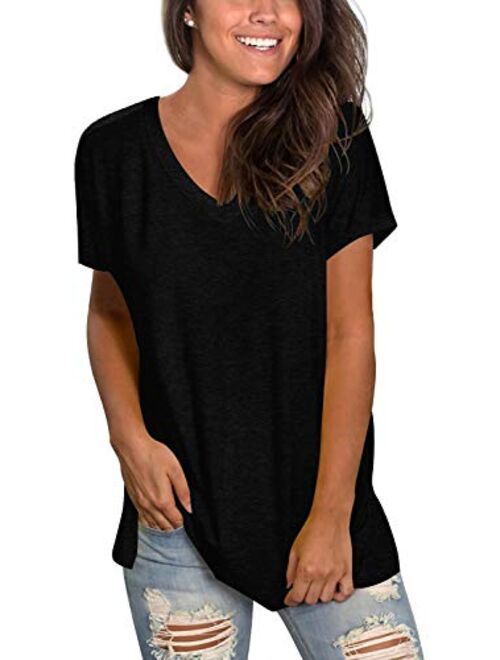 Buy SHIBEVER Womens Tops V-Neck Tee Shirts Casual Loose Short Sleeve ...