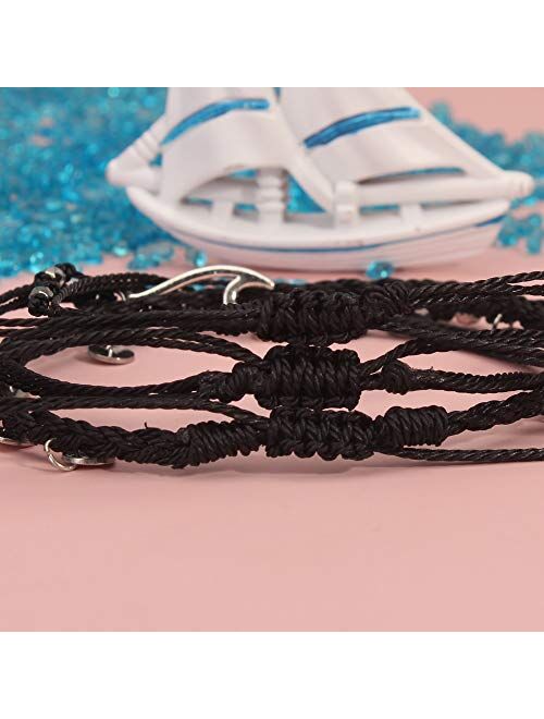 Lynnaneo Waterproof String Anklets Cute Beaded Ankle Bracelets Beach Wave Anklet Stainless Steel Coin Boho Ankle Jewelry for Women Teen Girls