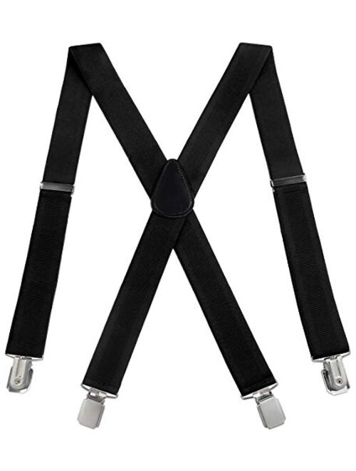 Mens Suspenders Adjustable X-Back Heavy Duty Clip Big and Tall Elastic Suspenders