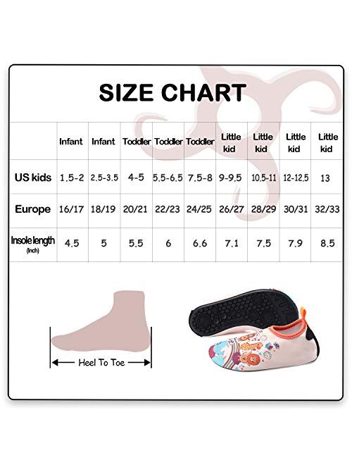 mysoft Water Shoes for Kids Girls Boys, Toddler Aquatic Water Socks, Kids Swimming Shoes Quick Dry Non-Slip, Bearfoot Aqua Socks for Beach Pool Outdoor Sports