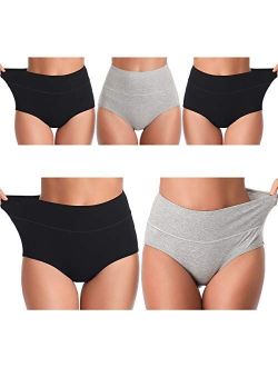 UMMISS Womens Underwear,Cotton High Waist Underwear for Women Full Coverage Soft Comfortable Briefs Panty Multipack