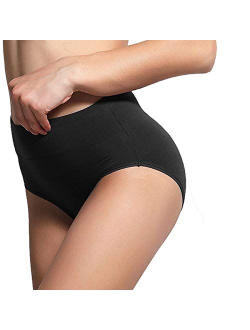 UMMISS Womens Underwear,Cotton High Waist Underwear for Women Full Coverage Soft Comfortable Briefs Panty Multipack 