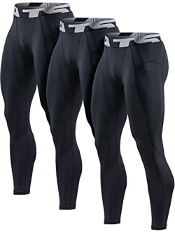 TSLA 1, 2 or 3 Pack Men's UPF 50+ Compression Pants, UV/SPF Running Tights, Workout Leggings, Cool Dry Yoga Gym Clothes
