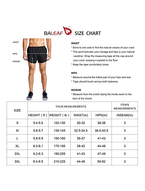 Baleaf Men's 3'' Running Shorts Quick Dry Gym Athletic Shorts