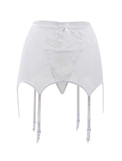 ohyeah Women High Waist Lace Garter Belt Side Fishnet Underwear Plus Size Garter Panty