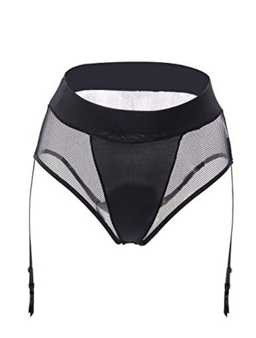 Buy ohyeah Women High Waist Lace Garter Belt Side Fishnet Underwear Plus  Size Garter Panty online