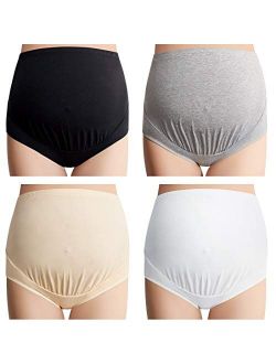Mama Cotton Women's High Waist Maternity Underwear Over The Bump Maternity Panties 4 Pack (M-4XL)