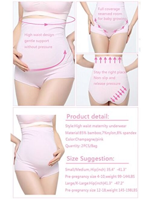 Surewin Women's Seamless Over Bump Maternity Underwear high Waist Pregnancy Panties