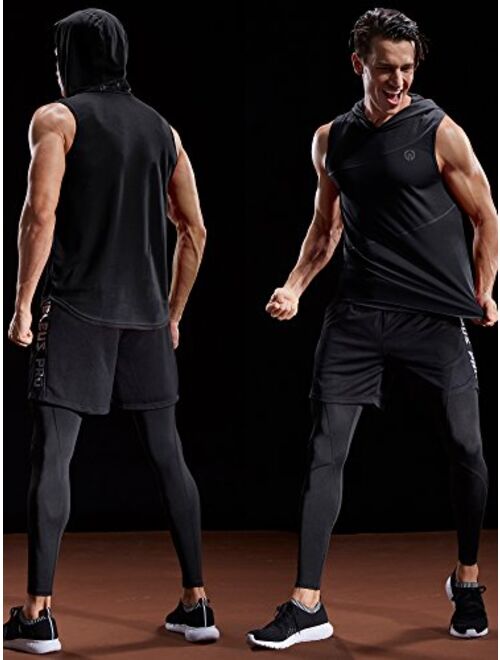 Neleus Workout Athletic Muscle Tank with Hoods Pack of 3