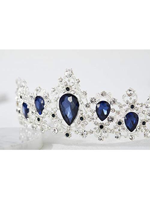 SWEETV Royal CZ Crystal Tiara Wedding Crown Princess Headpieces Bridal Hair Accessories