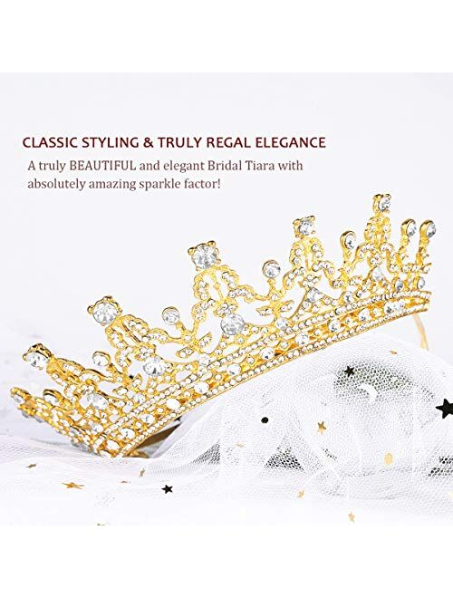 Makone Queen Tiaras and Crown with Comb for Womens Birthday Girls Prom Halloween Bridal Party